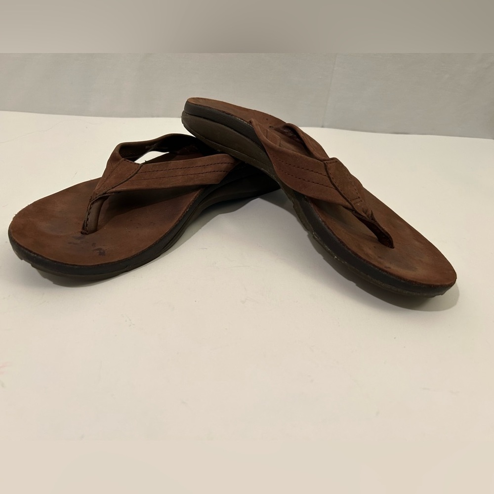 Chaco Flips Brown Leather Flip Flops Women’s Size 8